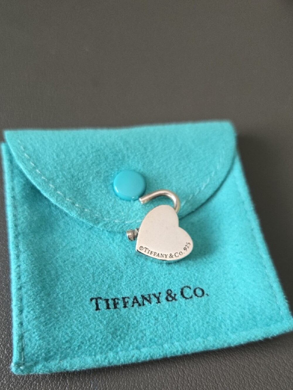 Tiffany & Co. Sterling Silver Heart Padlock Charm with Signature Blue Pouch - Picture 3 of 4
